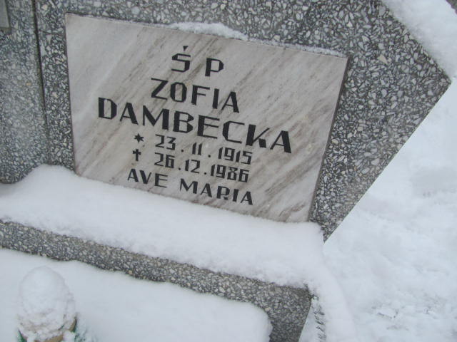 Zofia Dambecka 1915 Bydgoszcz  NMP z Góry Karmel - Grobonet - Wyszukiwarka osób pochowanych